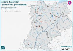 La carte des stations d'épuration à mettre aux nomes en Rhône-Alpes