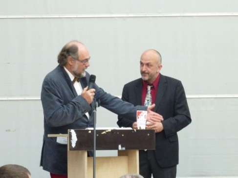 Gilbert Storti                en charge du P.E.M.M.           Patrimoine Environnement Métiers Matériaux et Jean Louis Lambert, président de la CAPEB Rhône-Alpes ( photo Capeb)