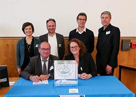 Séverine Bourgeois (Cerema), Stéphane Buschaert (BRGM), Pascal Boistard (Irstea), Jacques Dumez (AFB), Philippe Garnier (CC Monts du lyonnais) et Anne-Cécile Violland (CC Pays d’Evian Vallée d’Abondance)©IRSTEA/CEREMA