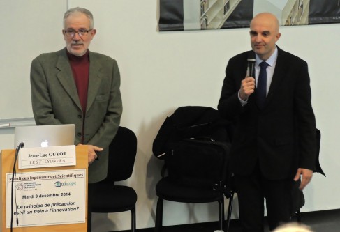 Jean-Luc Guyot - à gauche- , président d'IESF Ain-Rhône , et Eric Maurincomme , directeur général de l'INSA de Lyon - photo André Mordant