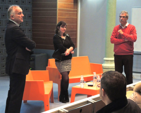 Alain Gojon, de TENERRDIS , Laetitia Aubeut, chargée d'affaires bio-méthane de GrDF et Michel Deprost, d'Enviscope.com ( photo André Mordant)