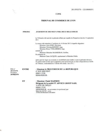 Décision Chambre des Sanctions page 1