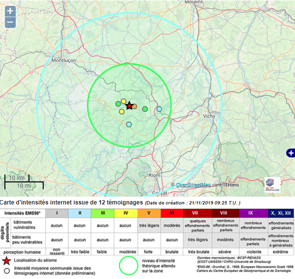 Séisme de magnitude 3,7 à Riom , en Limagne