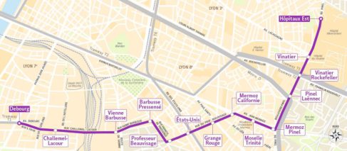 Le tracé de la future ligne de tramway T6 ( document SYTRAL)