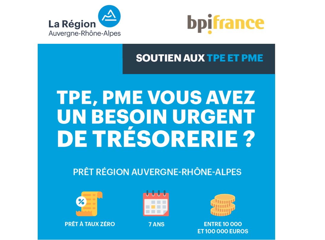 Covid-19 : Auvergne-Rhône-Alpes et Bpifrance lancent un prêt régional de soutien aux TPE et PME