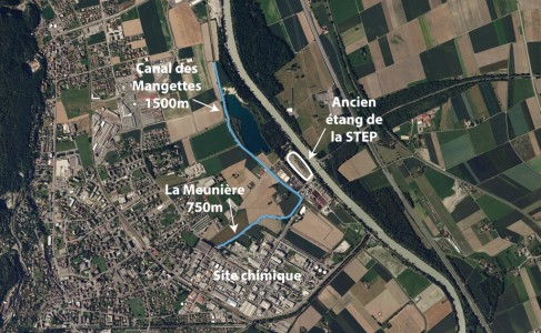 Une vue aérienne des cours d'eau dépollués ( document Service communication du Canton du Valais)