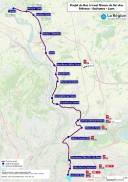 La future ligne BHNS Trévoux Lyon